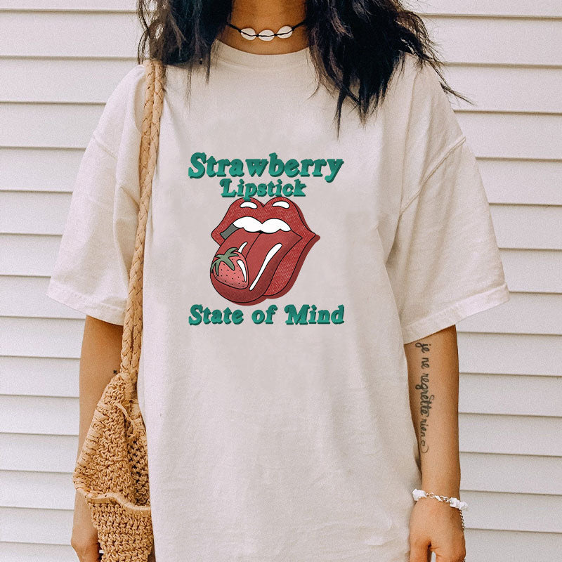 Strawberry Lipstick Cotton Tee