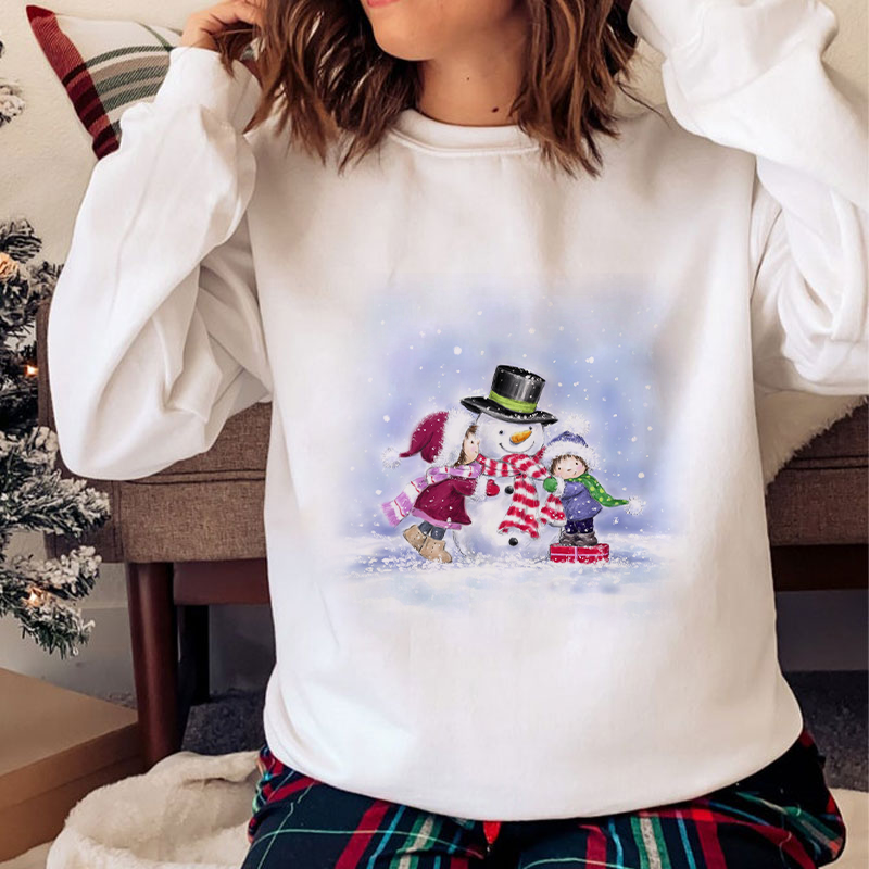 Lovely Christmas O-Neck White Sweater Y