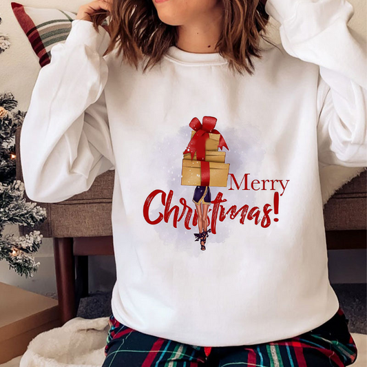 Merry Christmas O-Neck White Sweater J