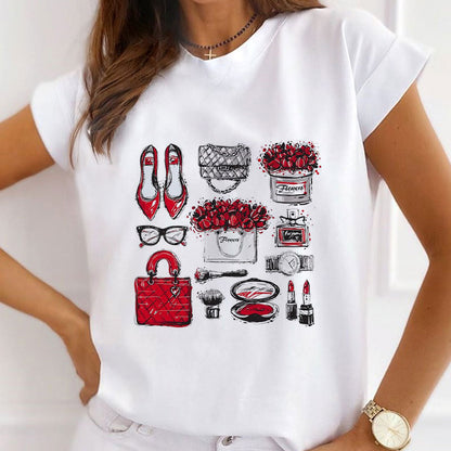 Style D :  Exquisite life Femal White T-Shirt