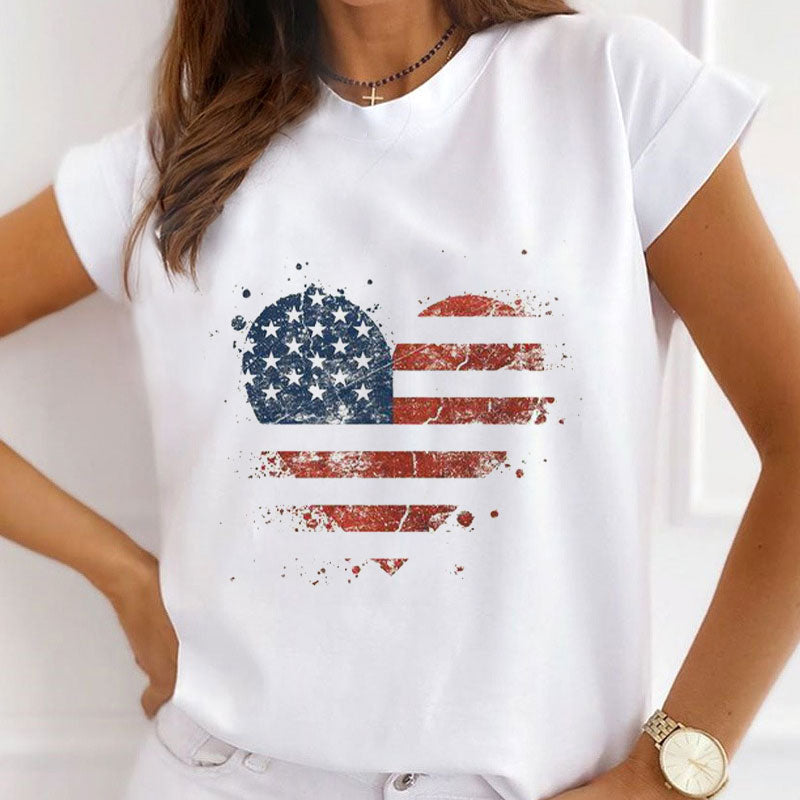 Style D£ºHappy Independence Day Women White T-Shirt