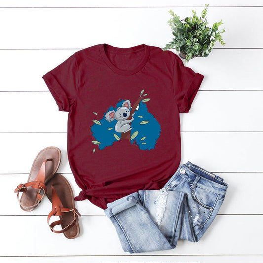 Cute Koala Printed Color T-shirt