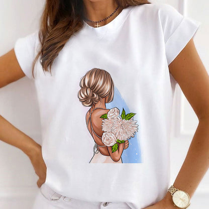 Style T£ºFlower and Girl White T-Shirt