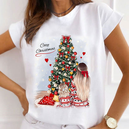 Merry Christmas Women White T-Shirt F