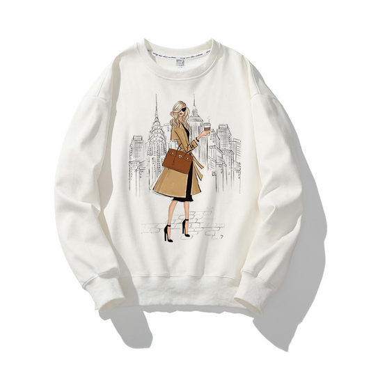 Fashion City Delicate Girl O-Neck White Sweater Y