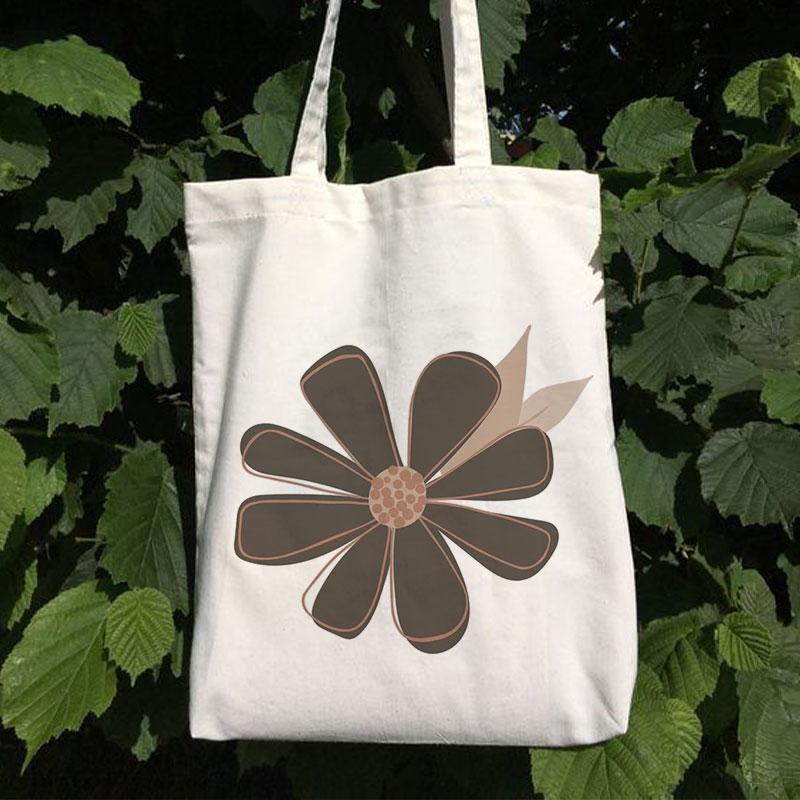 DARK BROWN DAISY CANVAS BAG