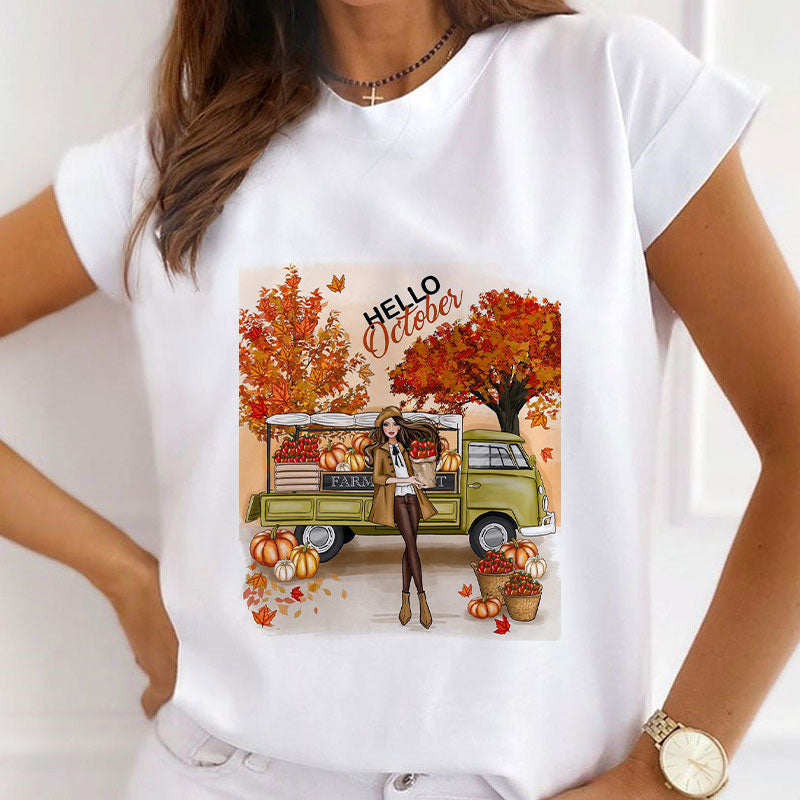 I Love Autumn White T-Shirt Y