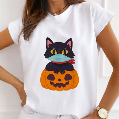 I Love Halloween Ladies White T-Shirt M