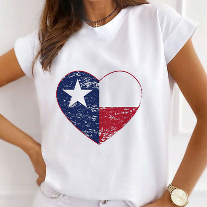 Style E£ºHappy Independence Day Women White T-Shirt