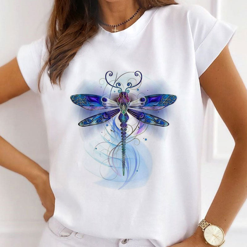 Pretty Dragonfly Women White T-Shirt D