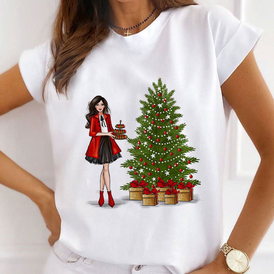 HAPPY 2021 Christmas Women White T-Shirt Y