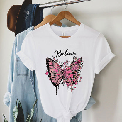 Beautiful Butterfly White T-Shirt For Women Q