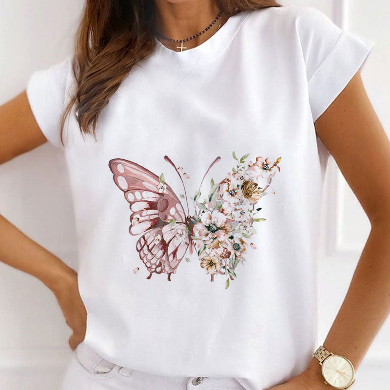 Style M :  Butterfly White T-Shirt Women