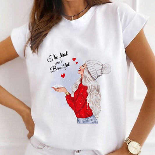 Hello Christmas Women White T-Shirt I