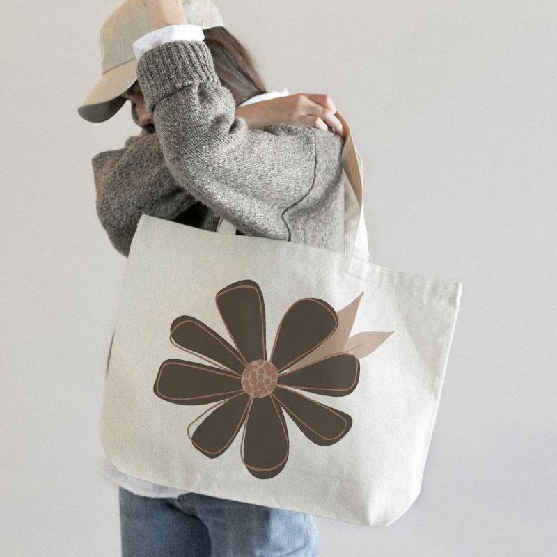 DARK BROWN DAISY CANVAS BAG