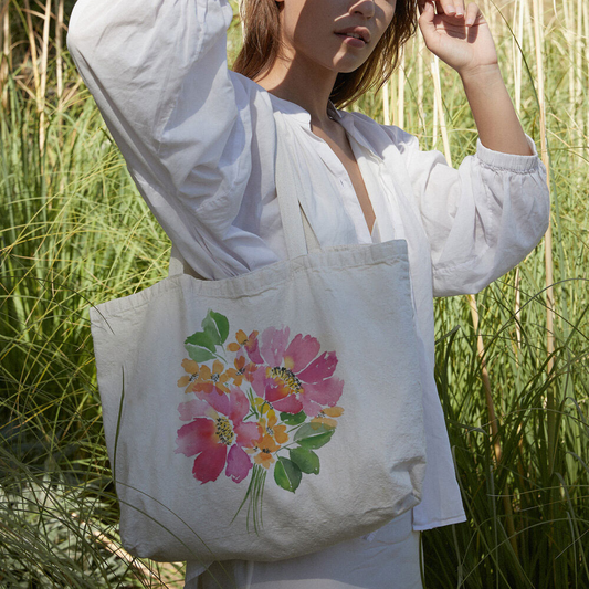 PEONY BOUQUET CANVAS BAG