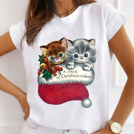 Gorgeous Christmas Women White T-Shirt B