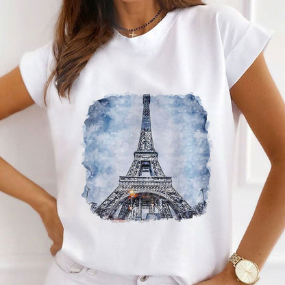 Style G :   Beautiful Paris Women White T-Shirt
