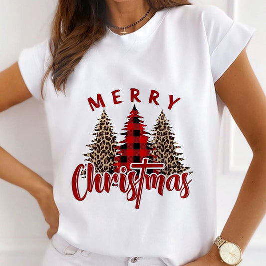 Merry Christmas Women White T-Shirt O