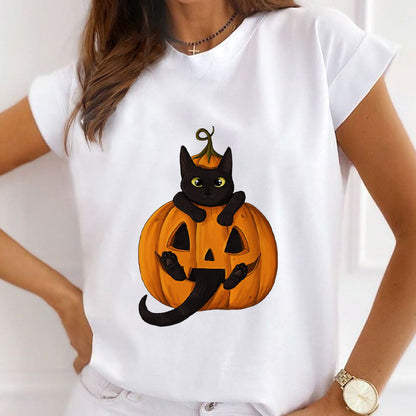 I Love Halloween Ladies White T-Shirt N