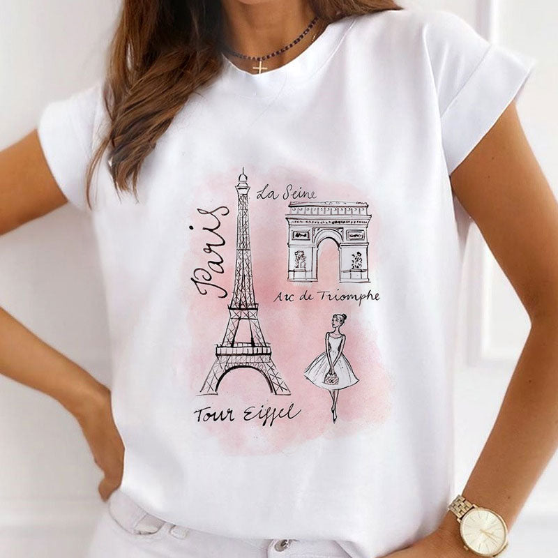 Style T£º Fashion Capital Paris Women White T-shirt