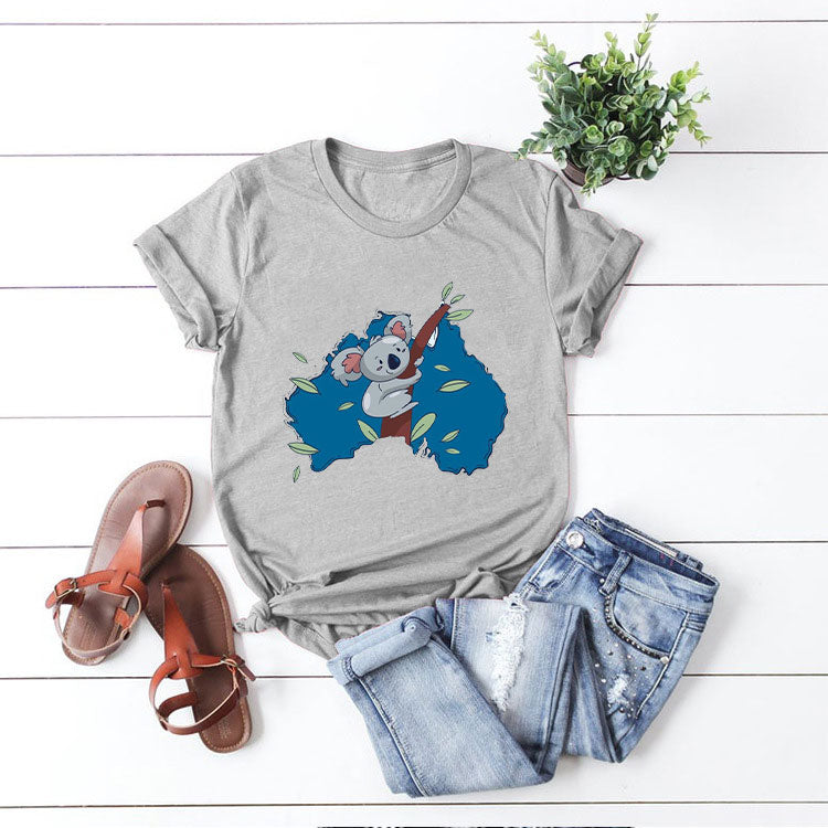 Cute Koala Printed Color T-shirt