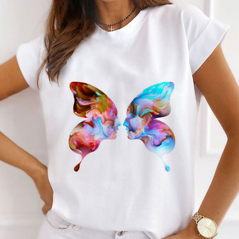 Style Q :  Butterfly White T-Shirt Women
