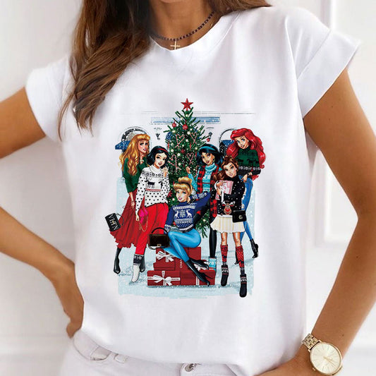 Merry Christmas Ladies White T-Shirt A