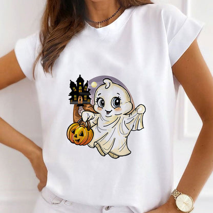 Happy Halloween Ladies White T-Shirt Q