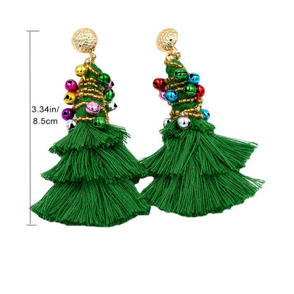 Christmas Tree Tassel Earrings B