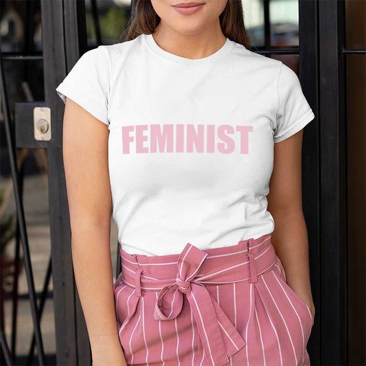 Pink Feminist White T-Shirt