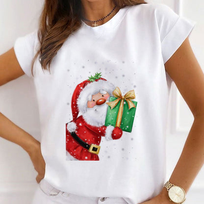 HAPPY 2021 Christmas Ladies White T-Shirt D