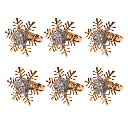 Rhinestone Christmas Snowflake Napkin Rings (Set of 6)