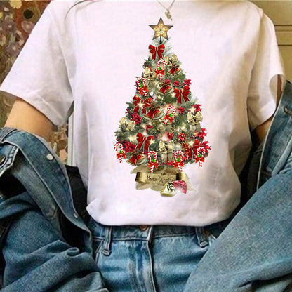 Merry Christmas Women White T-Shirt W