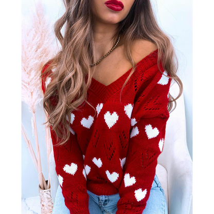 Love Strapless Hollow Sexy Knitted Sweater
