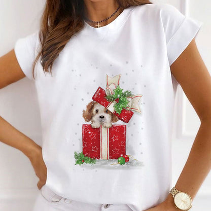 HAPPY Christmas Women White T-Shirt L