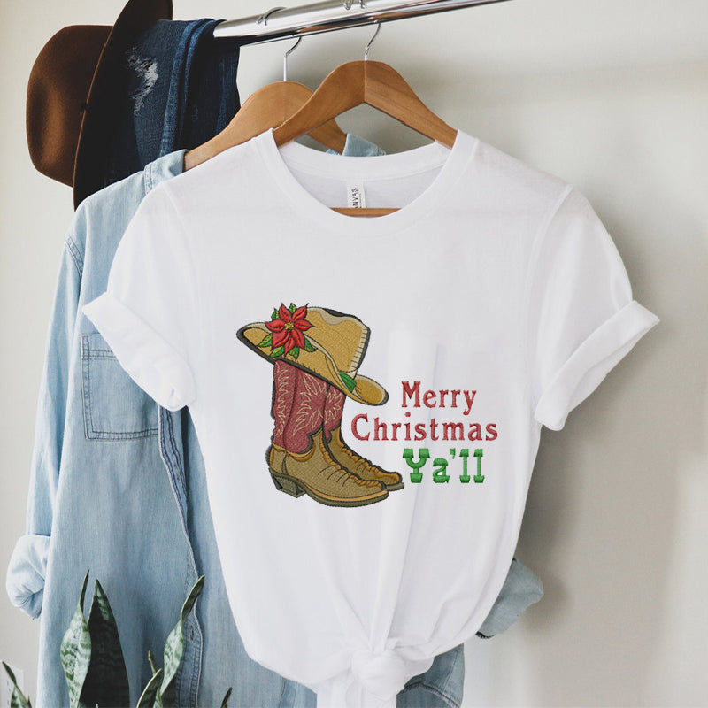 Merry Christmas Western Boots T-Shirts