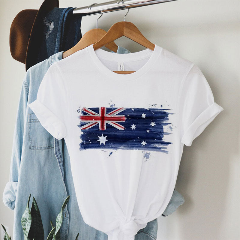 Happy Australia Day White Shirt For Ladies J