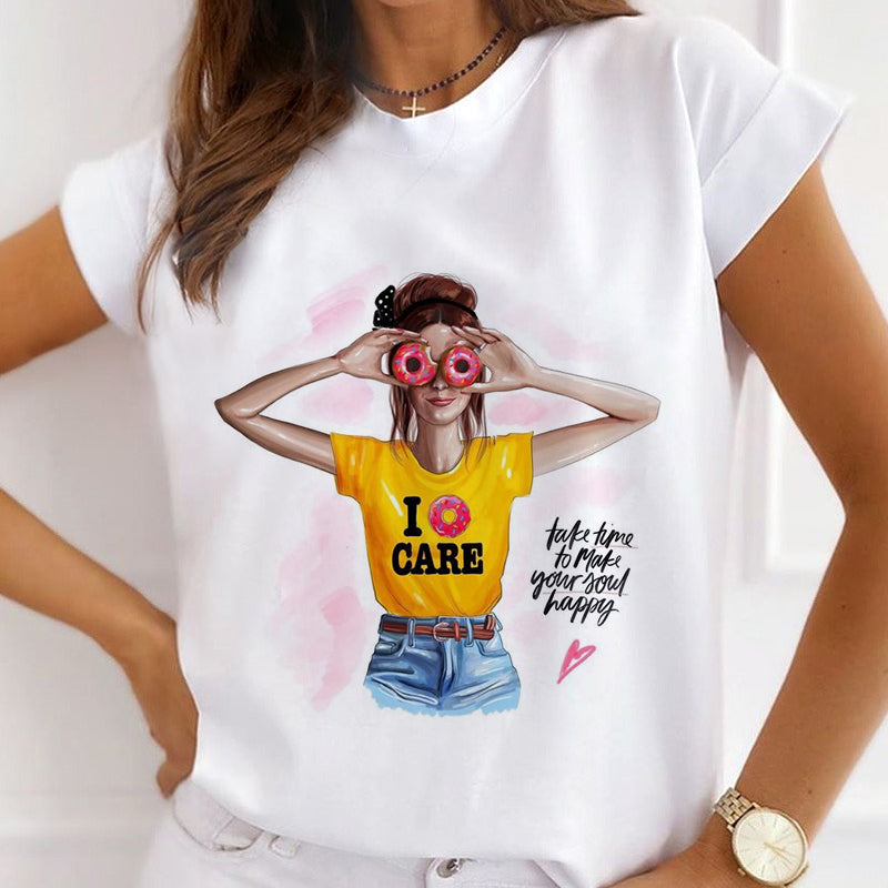 Style A :  Comfortable life Female White T-Shirt