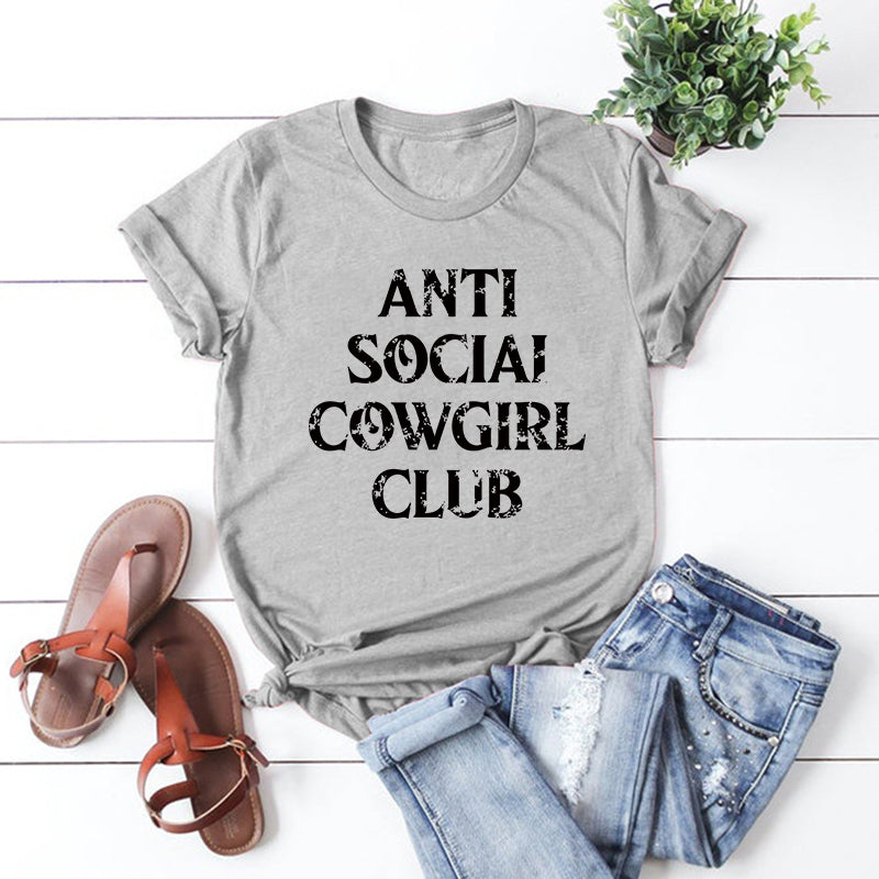 Cotton Anti Social Cowgirl T-shirt
