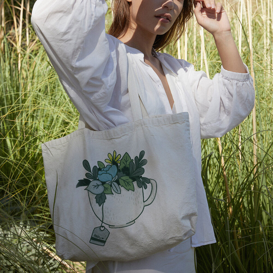 A CUP OF "GREEN TEA" CANVAS BAG