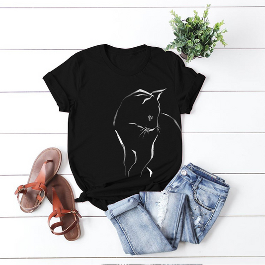 Cute Cats Print T-shirt A