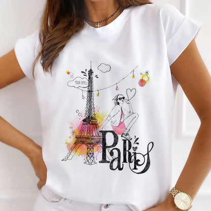 Style P:   Beautiful Paris Women White T-Shirt