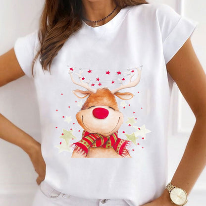 Christmas Cute Deer Ladies T-Shirt