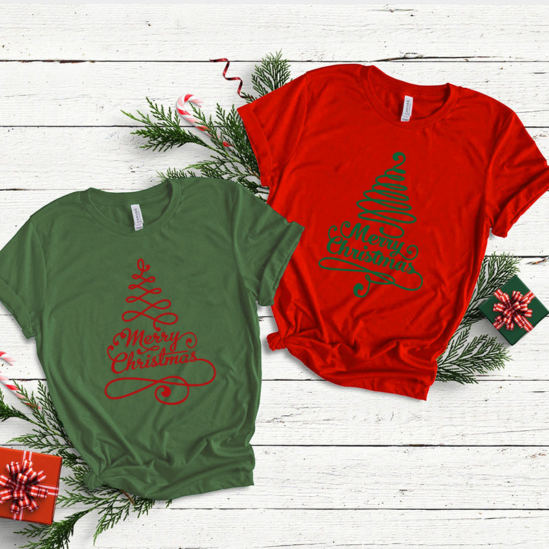 Cotton 2022 Christmas Tree T-shirts