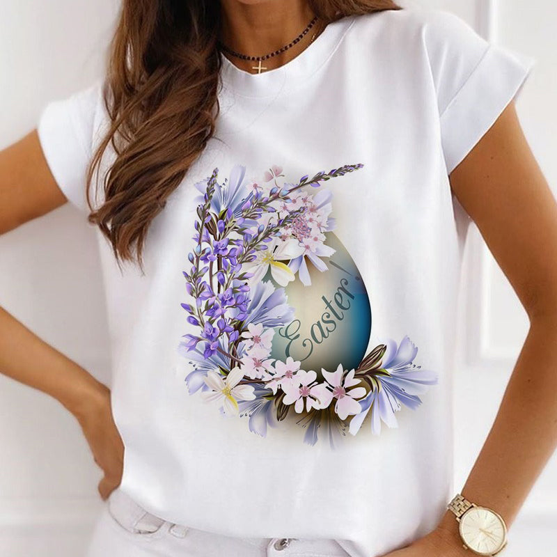 Style A :   Happy Easter Femal White T-Shirt