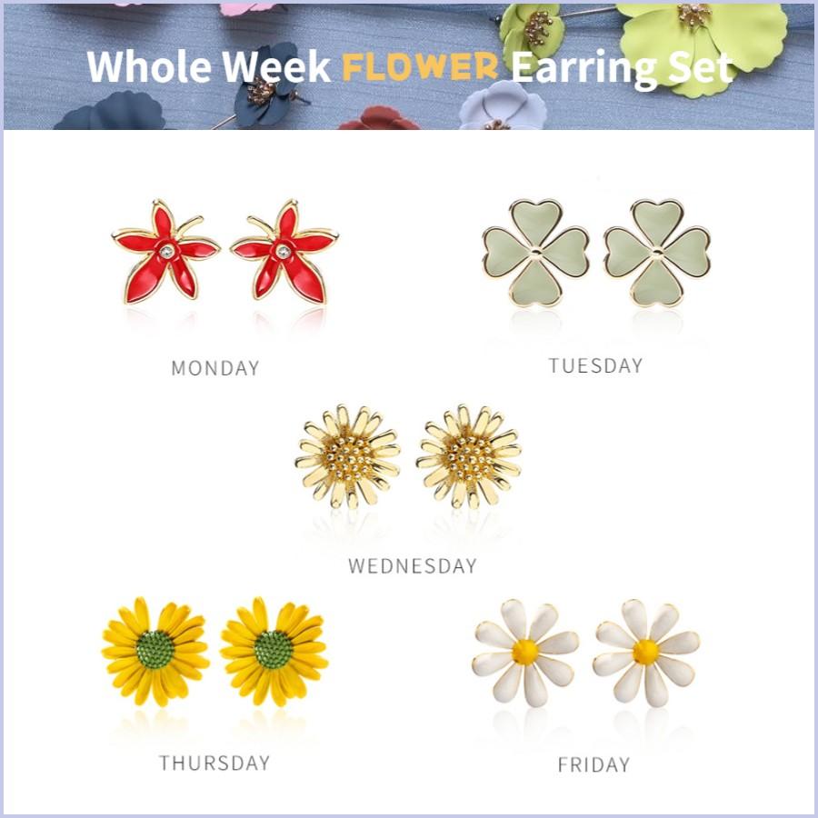 2021 One Week Set Fashion Sweet Temperament Stud Earrings