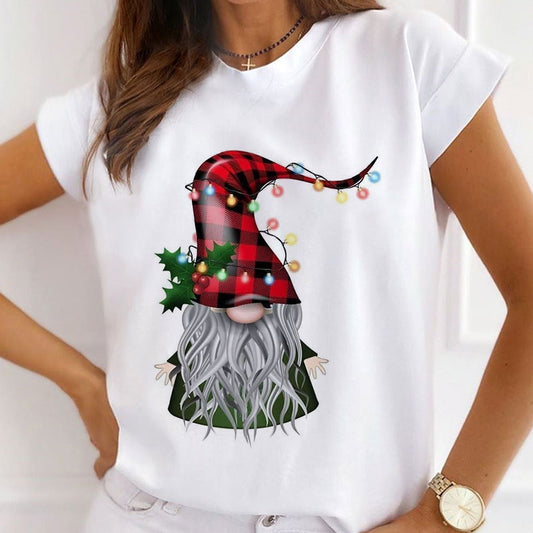 2021 Fashion Christmas White Shirt For Ladies M