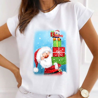 2021 HAPPY NEW YEAR Christmas Women White T-Shirt A