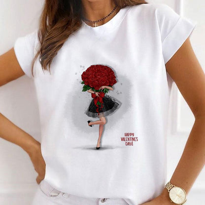 Happy Valentine's Day Cute White T-Shirt  E